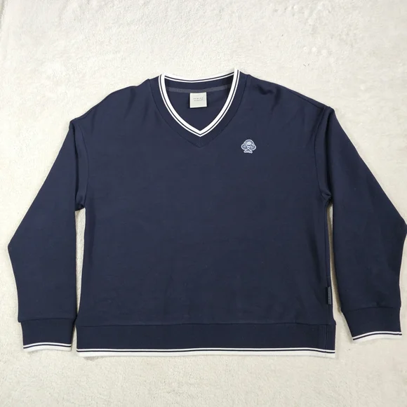 Varley Iona V-neck Sweatshirt in Navy. - Picture 5 of 16